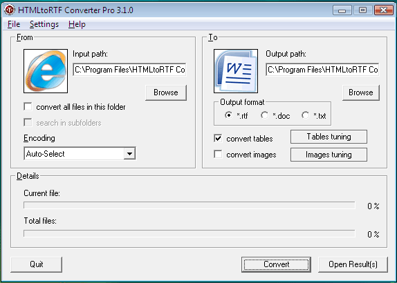 HTMLtoRTF Converter Pro Screenshot